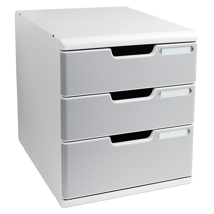 Exacompta 325041D Ablagesystem Modulo A4, 3 laden Classic, lichtgrau/steingrau 350 x 288 x 320 mm Li