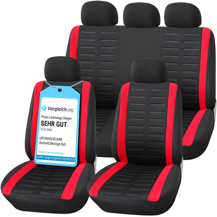 Upgrade4cars Autositzbezüge Set Universal | Auto-Schonbezüge für die Vordersitze & Rückbank in Rot K