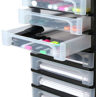 Iris Ohyama, Schubladenschrank, Schubladencontainer, 10 Schubladen mit 4 L, Format A4, durchsichtige