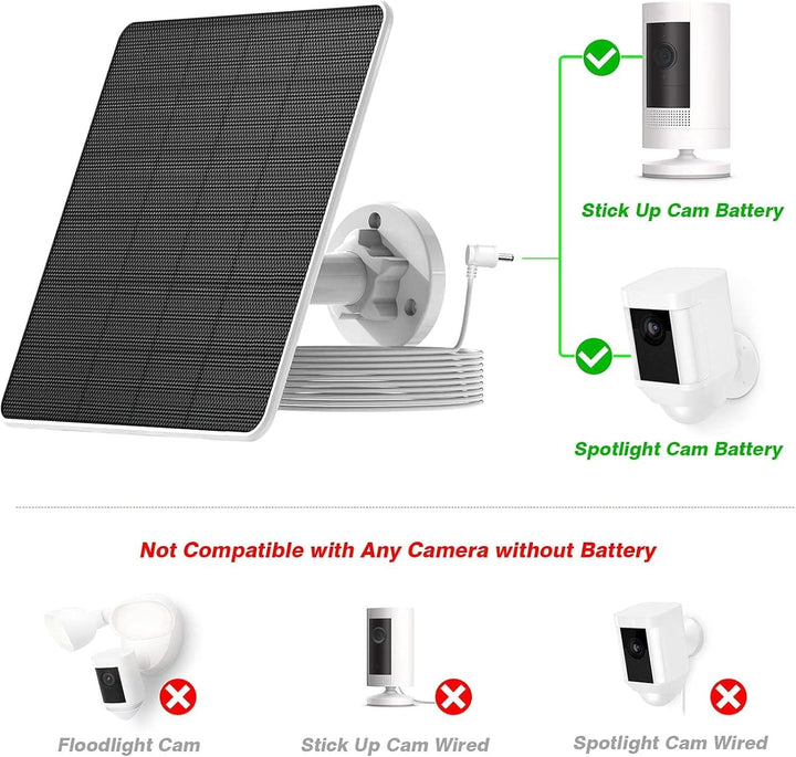 Solarpanel-Ladegerät für Ring Spotlight Cam und Ring Stick Up Cam, IP65 Wasserdichtes Solarpanel mit