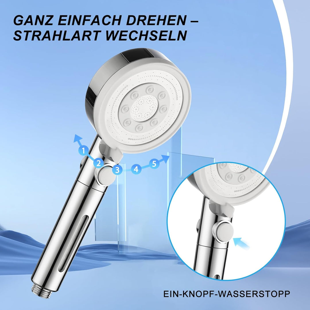 Duschkopf mit Filter Kalk, Hochdruck Duschkopf, Kalkfilter Wassersparend Duschbrause, Filtered Showe