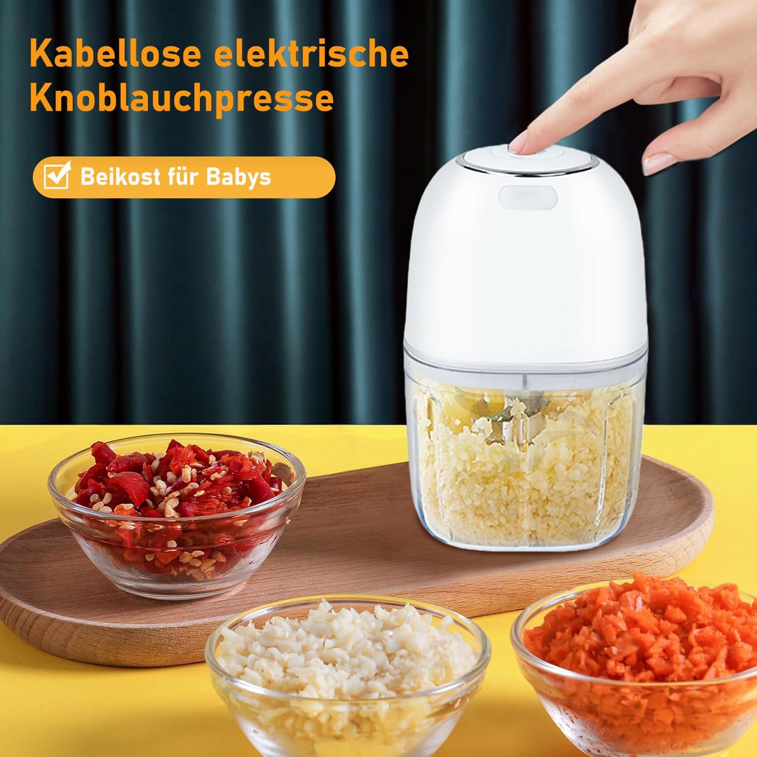 Mini Zerkleinerer Küche Elektrisch,Knoblauchpresse USB Aufladbar,Tragbarer Küchenmaschine,Blender Ha
