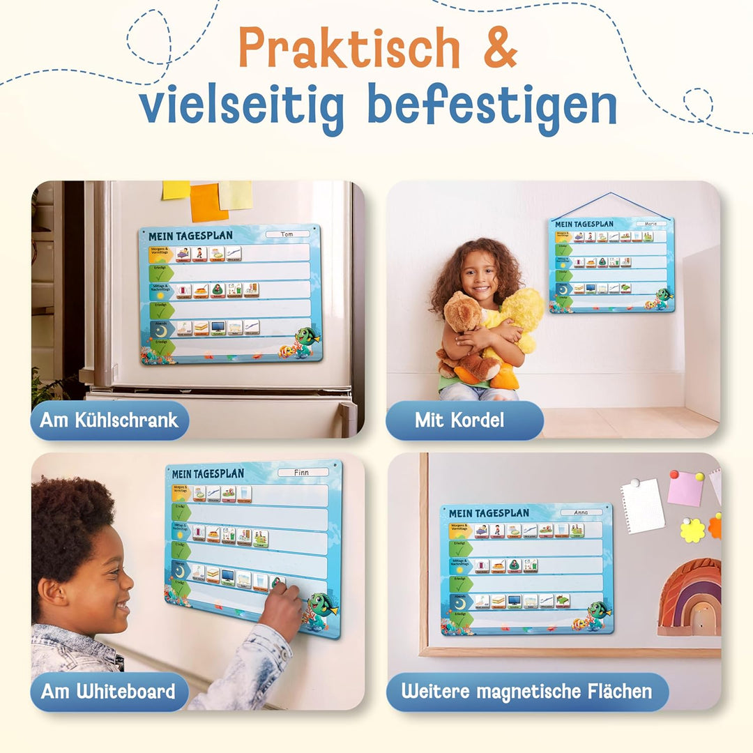 LIKARTO Routine Planer Kinder – [DAS ORIGINAL] – Montessori Aufgabenplaner & Magnettafel – individue