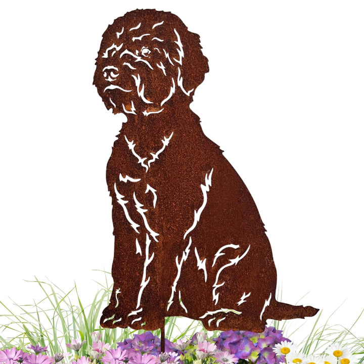 Terma Stahldesign Edelrost Hund Gartenstecker Lagotto, Handmade Germany, tolle gartendeko aus Rost-M
