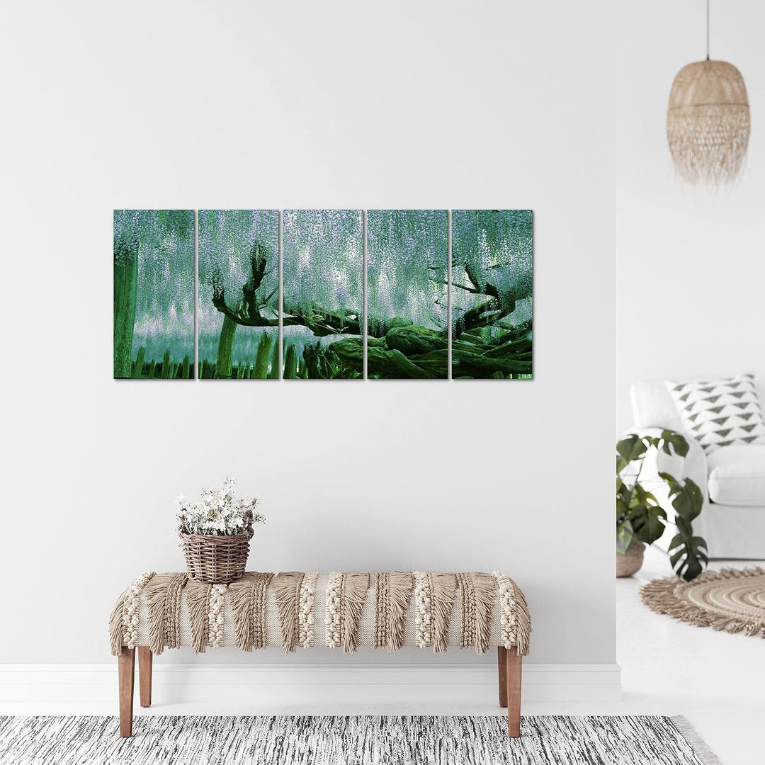 Runa Art Bild Wald Landschaft Wandbilder auf Vlies Leinwand 5 Teilig Wanddekoration Schlafzimmer Woh