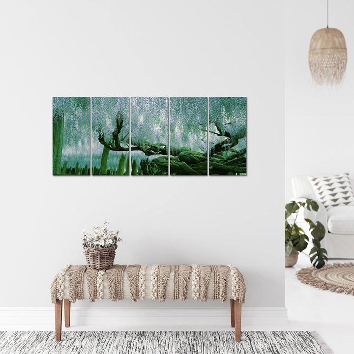 Runa Art Bild Wald Landschaft Wandbilder auf Vlies Leinwand 5 Teilig Wanddekoration Schlafzimmer Woh