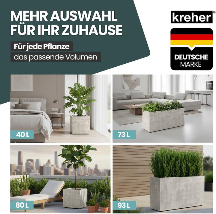 Kreher XL Pflanzkasten Millennium in verschiedenen Formaten und Farben. Tolle Naturstein Optik in Br