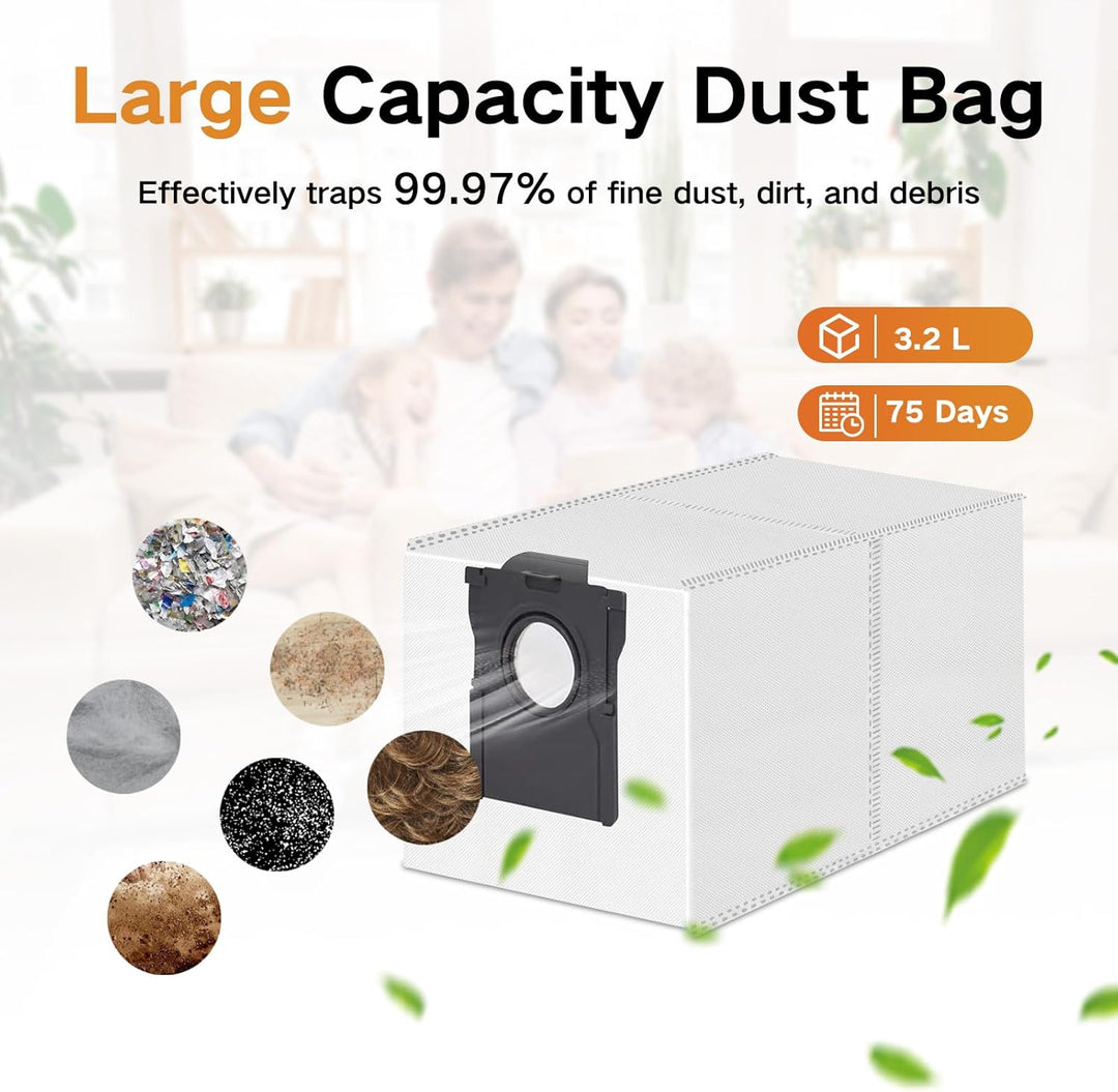 17 Stück Zubehör für Dreame Aqua10 Ultra, 1 Hauptbürste 1 Rollen-Wischtuch, 2 HEPA-Filter, 4 Seitenb