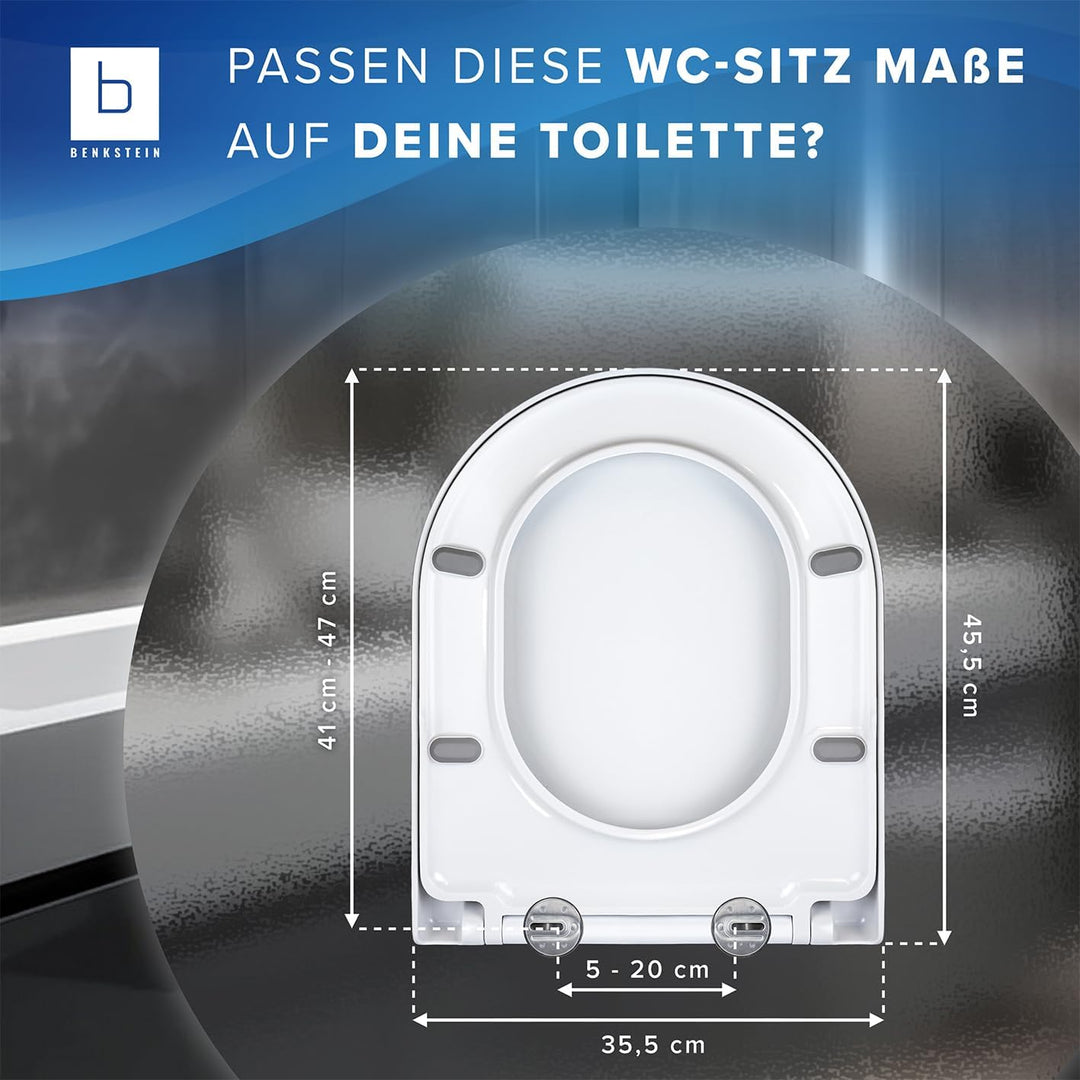 Benkstein® Premium Toilettendeckel antibakteriell D-Form weiss Klodeckel mit Quick-Release-Funktion