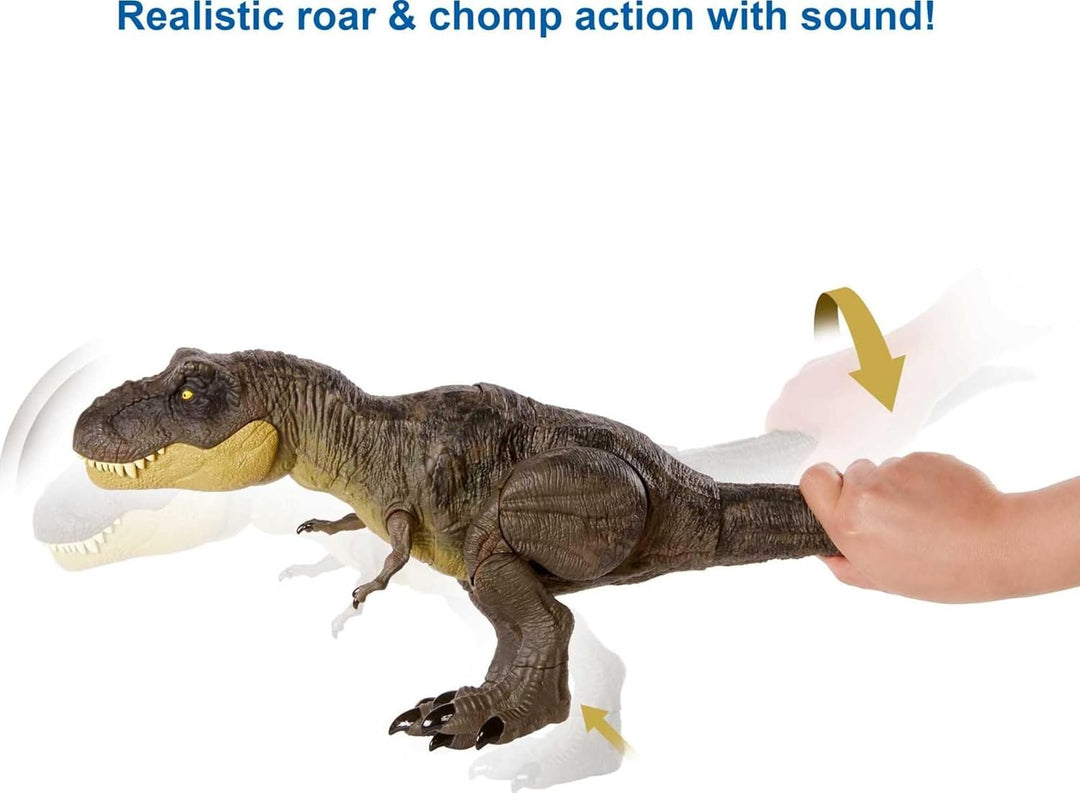 Jurassic World GYW84 - Tyrannosaurus Rex Figur Camp Cretaceous Dino-Flucht Spielzeug mit Stampfbeweg