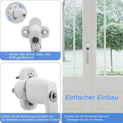 Vigevee 16 Stück Fenstergriffe Aluminium abschliessbar, Fenstersicherung mit Schloss in Stiftlänge 3