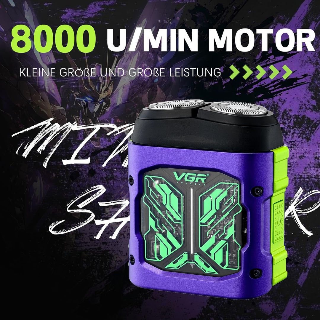 VGR 344 Mini Rasierer Herren, Elektrorasierer Herren mit Magnetischen Doppelrotationsköpfen für Einf