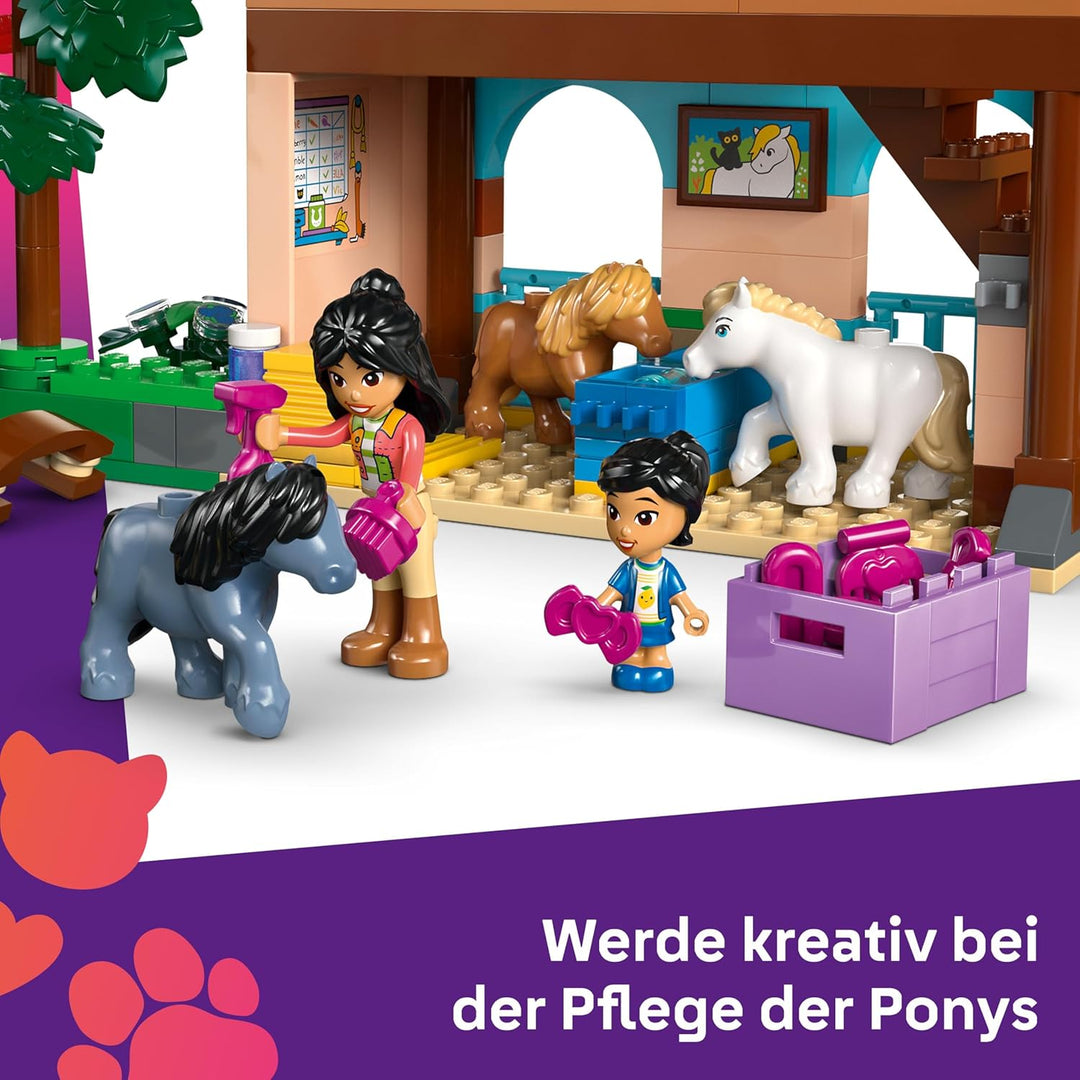 LEGO Friends Ponyhof &amp; Stall - Kreatives Spielset mit 2 Spielfiguren, 2 Mikro-Figuren und 4 Tieren -