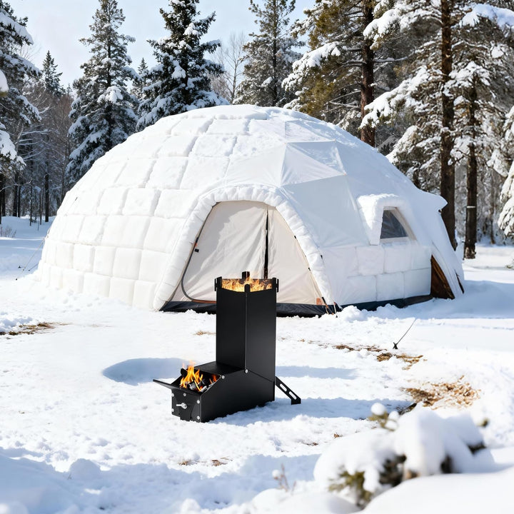 Stahl Raketenofen Outdoor Holzofen mit Abnehmbarem Oben Montiertem Quergestell für Trockentöpfen, Ca