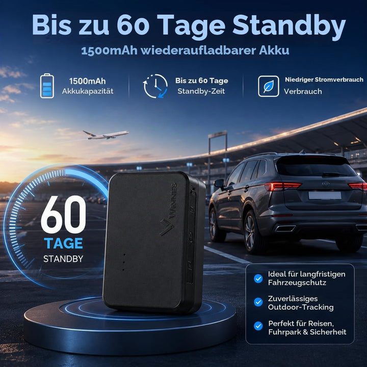 TKMARS Auto Mini GPS Tracker mit SIM, Echtzeit Ortung per APP, Magnetisch, 1500mAh Akku, GPS Sender