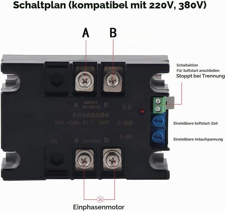 Motor Soft Start Controller Modul, TSR 20WA R1 2KW Motorstartplatine Optical Softstart Steuermoduls