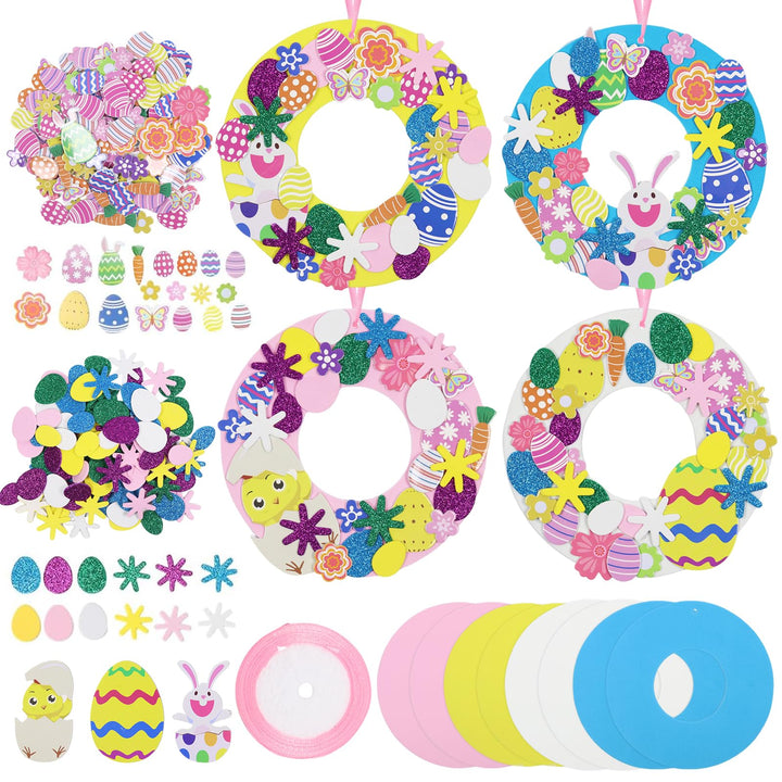 8 Stück Ostern Basteln Kinder, Ostern Kränze Bastelset für Kinder, 274 stk Oster Kranz DIY Kits, Ost