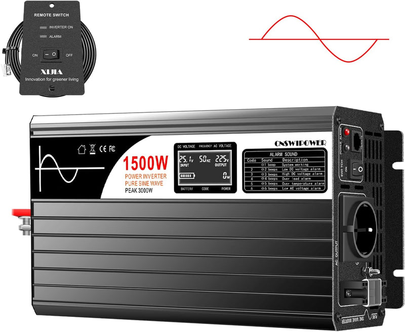 XIJIA LCD-display xijia Wechselrichter 24V reine Sinuswelle zu AC 230V 50Hz LCD-Anzeige Solarenergie