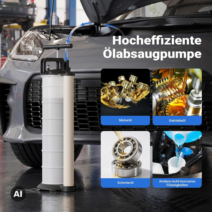 Wiltec Ölabsaugpumpe Flüssigkeitenabsaugpumpe 7 Liter inklusive Schläuche