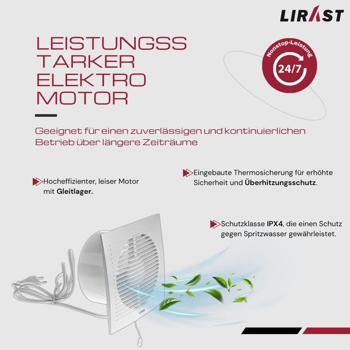 Ø 150mm Weiss Badlüfter mit Netzstecker - Lüfter für Effiziente Belüftung im Bad Küche WC, Ø 150mm W