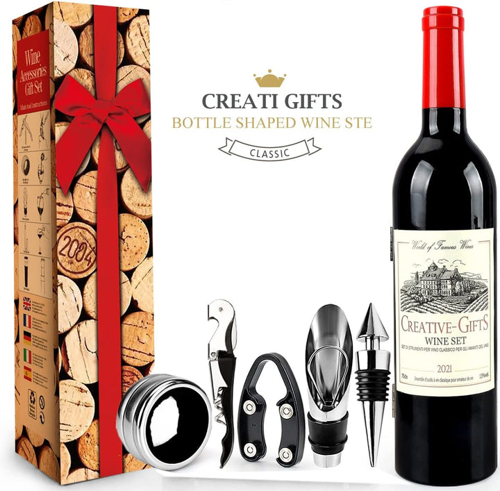 ZBPASL Weinflasche Geformt Korkenzieher Set,Weinöffner,Wein Sommelier Sets mit Flaschenöffner,Weinve