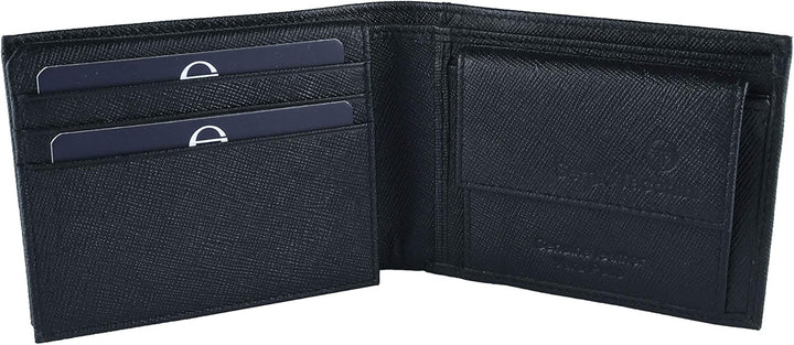Sergio Tacchini - Herren Geldbörse aus echtem Leder, schwarz, dünn, mit Kartenhalter, Geschenkbox, S