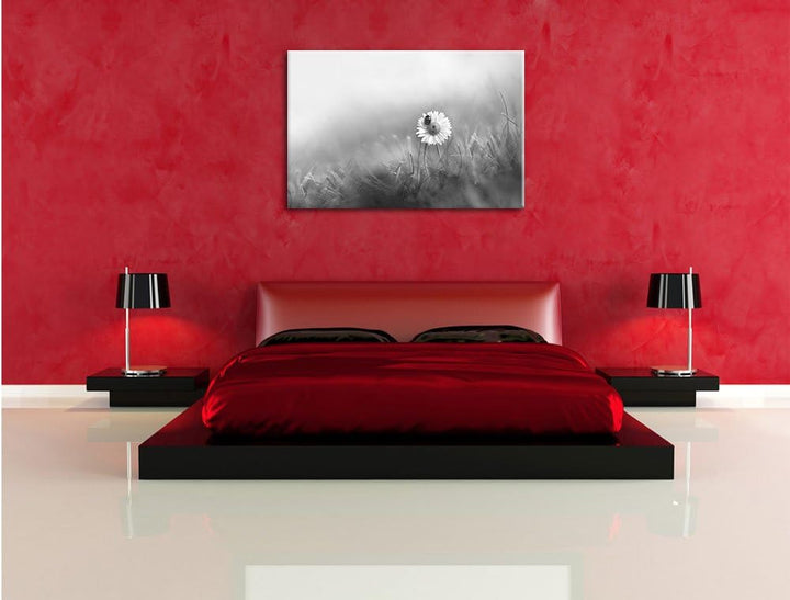 Pixxprint Gänseblümchen Marienkäfer als Leinwandbild/Grösse: 100x70 / Wandbild/Kunstdruck/fertig bes