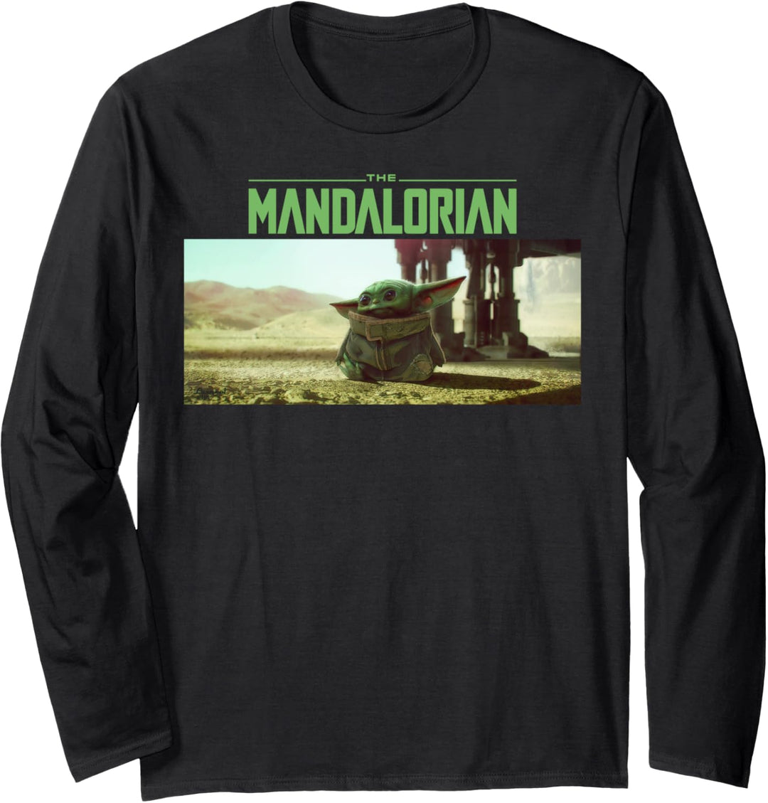 Star Wars The Mandalorian The Child Logo Stare Portrait Langarmshirt