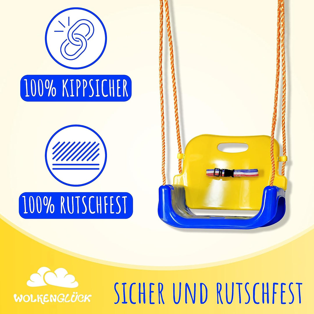 WOLKENGLÜCK® Babyschaukel 3 in 1 [6 Monaten bis 6+ Jahre] - Mitwachsende Kinderschaukel für Outdoor