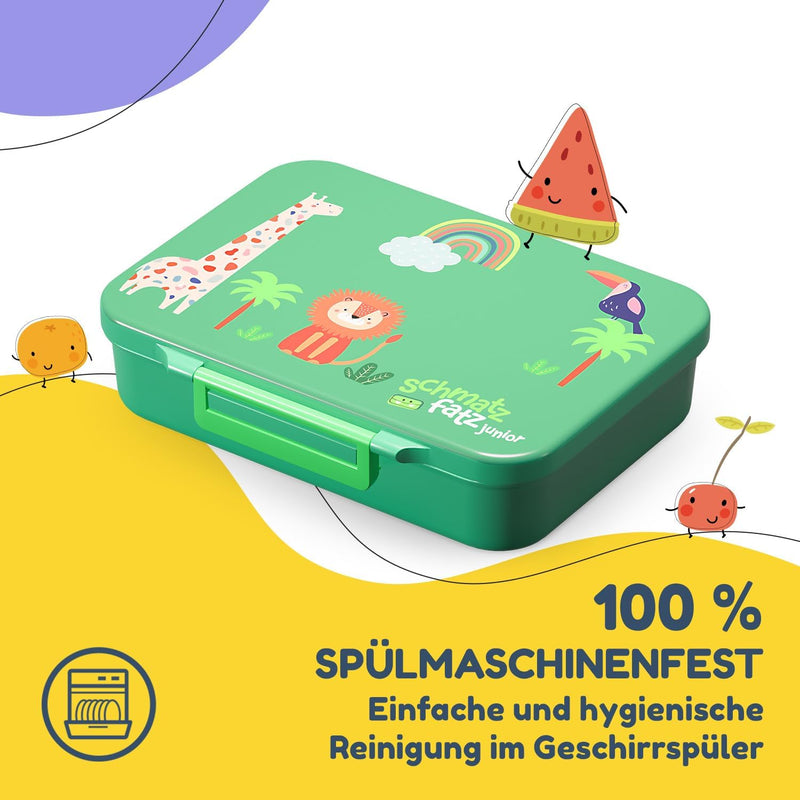 schmatzfatz Lunchbox, Unterteilte Brotdose Kinder, Lunchbox mit Fächern, Bunte Bento-Box für Schule