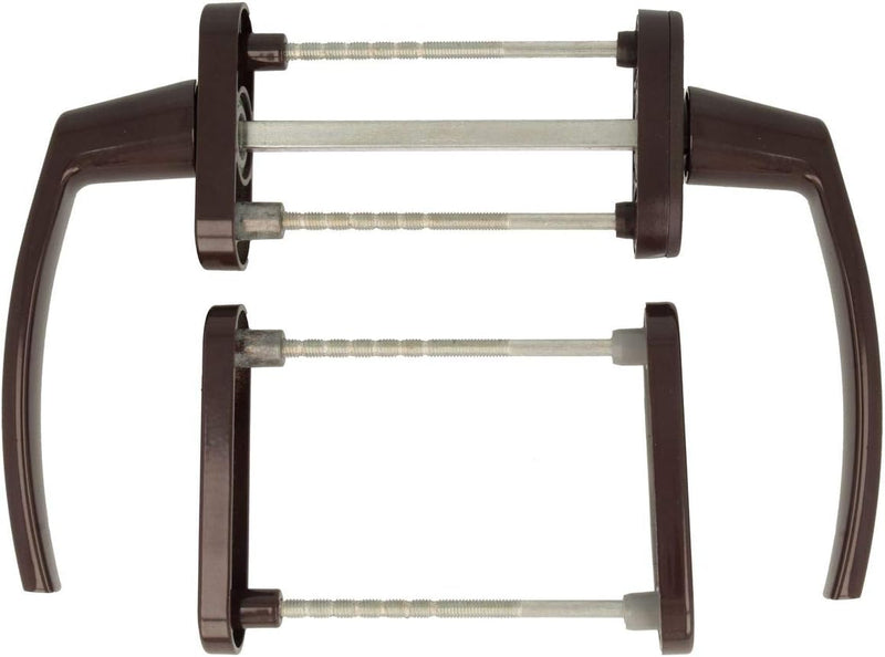 Alu Terrassentürgriff Paar mit Rosetten, Farbe:Braun RAL 8019, Braun Ral 8019