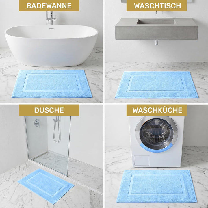 Lavea 2er Set Badematte 50x80cm, Frottierserie Elena, Delphinblau 2 x 50 x 80 cm Delphinblau, 2 x 50