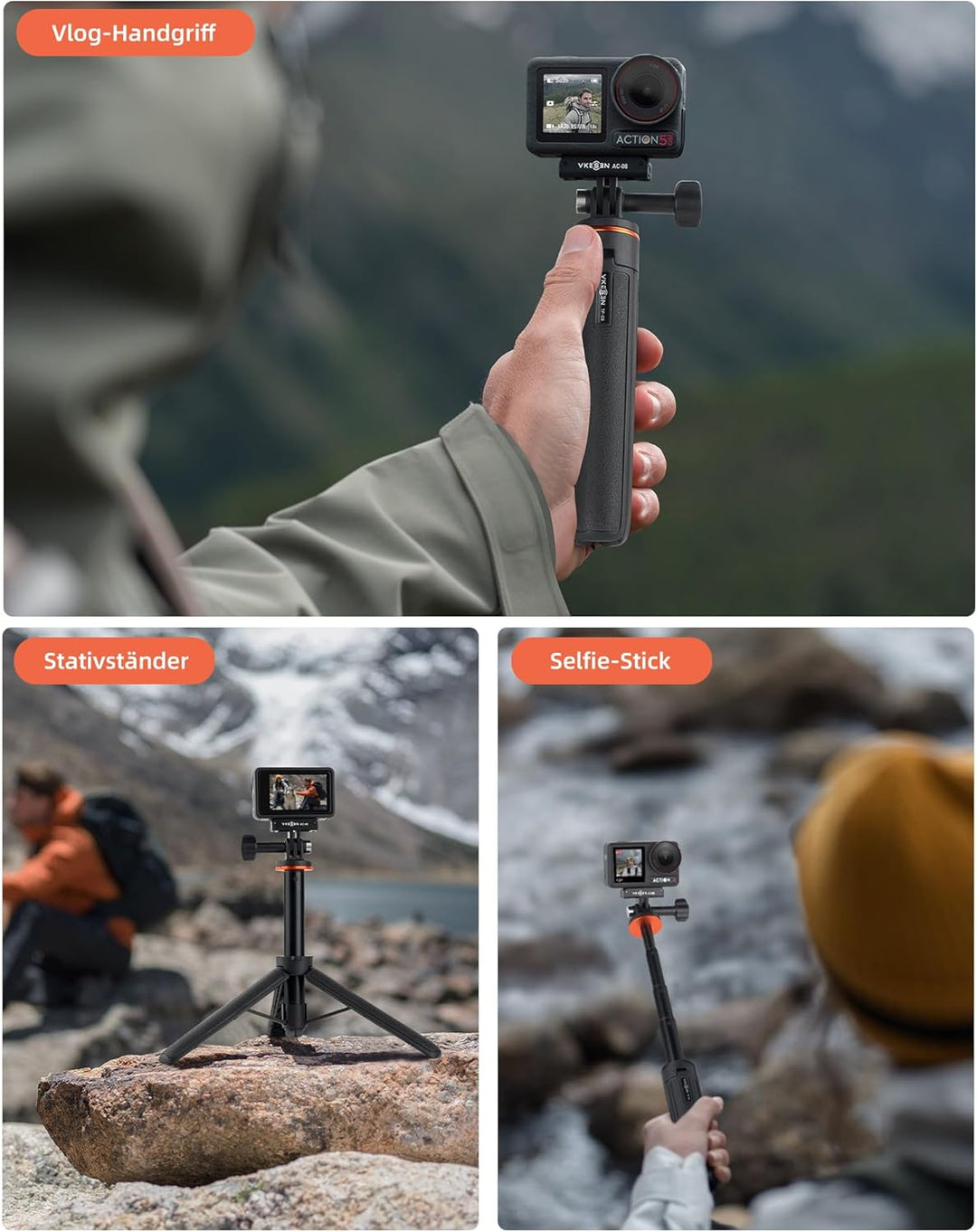 Osmo Action Mini-Stativ - 51cm Mini Verlängerungsstabset mit Stativ Halterung für DJI Action 6/5 Pro