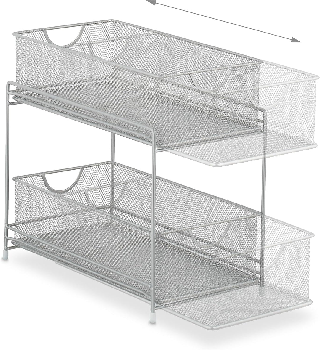 Relaxdays Küchen, 2 Ausziehkörbe, Etagenregal aus Metall, H x B x T: 32 x 19 x 35,5 cm, Bad Organize