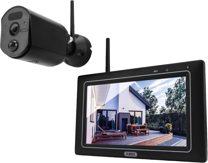 ABUS Überwachungskamera EasyLook BasicSet PPDF17000 – 2er Set Kamera + tragbarer Monitor mit Touchsc