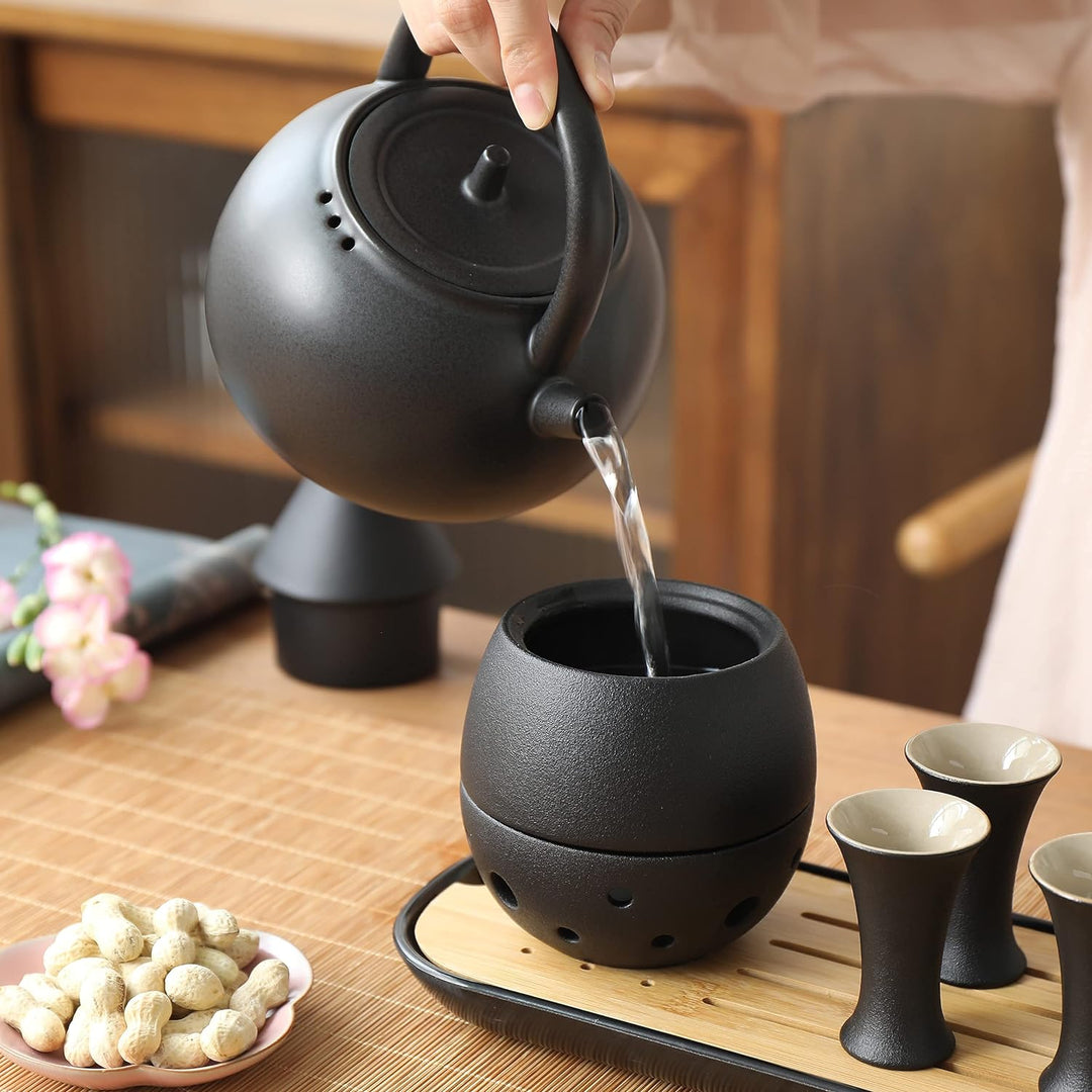 TEANAGOO Sake Set Japanisches Traditionell, Sake ReisweinSake, Karaffe (170 ml) mit 6 Sake Becher (2