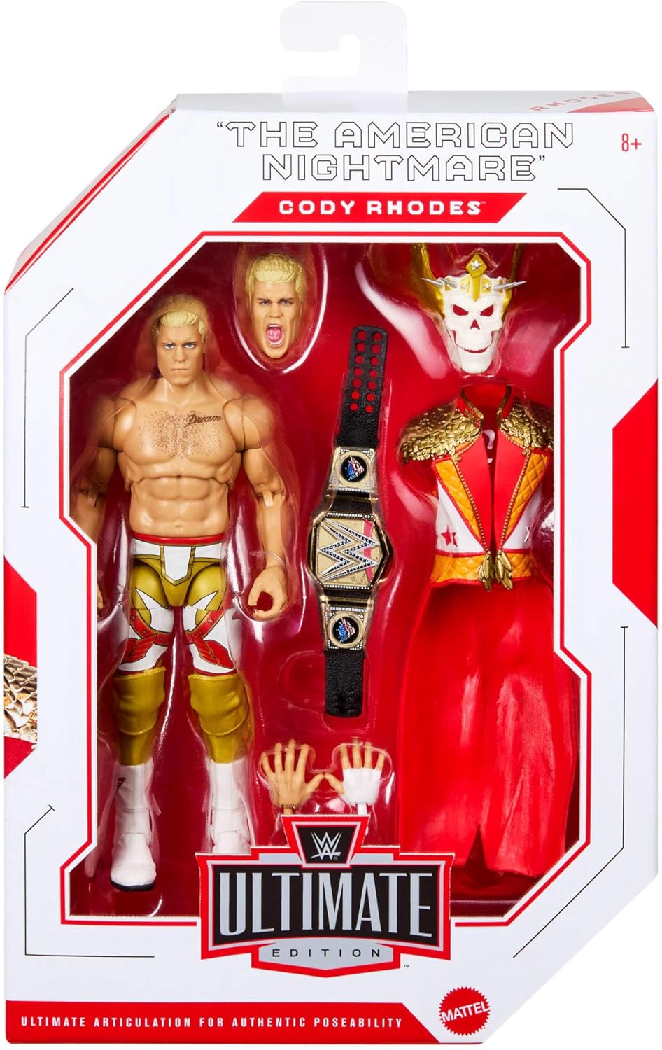 Mattel WWE Ultimate Edition Actionfigur und Zubehör im Set, ca. 15 cm grosse Cody Rhodes Sammelfigur