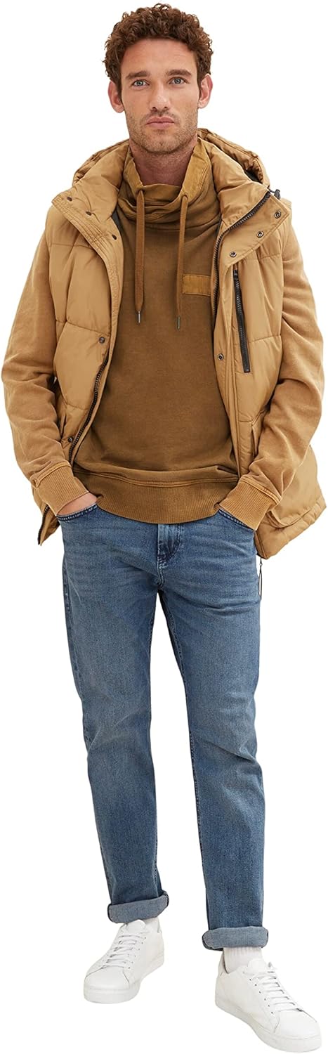 TOM TAILOR Herren Sweatshirt mit Schalkragen XXL 15078 - Otter Brown, XXL 15078 - Otter Brown