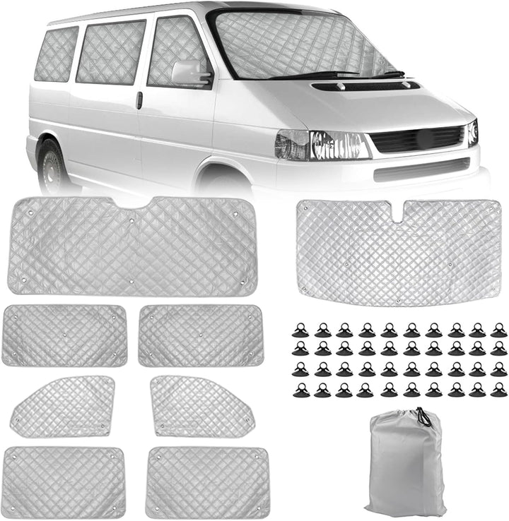 Sonnenschutz Auto Frontscheibe Ersatz für VW T4 LWB, 8PCS Sonnenschutz Windschutzscheiben Schutz Set