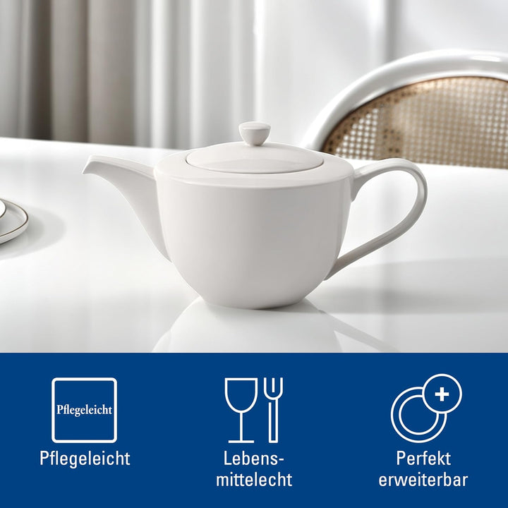 Villeroy &amp; Boch - For Me Teekanne 1,2 Liter Weiss, Spülmaschinenfest, Mikrowellensicher, Kaffeekanne