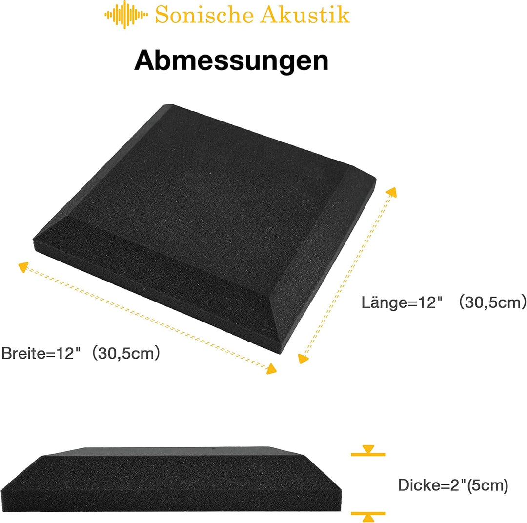 Fstop Labs 12 Stücke Schallabsorber, 3D Hochdichte Akustikschaumstoff, Hall-Echo-Fliesen reduzieren,