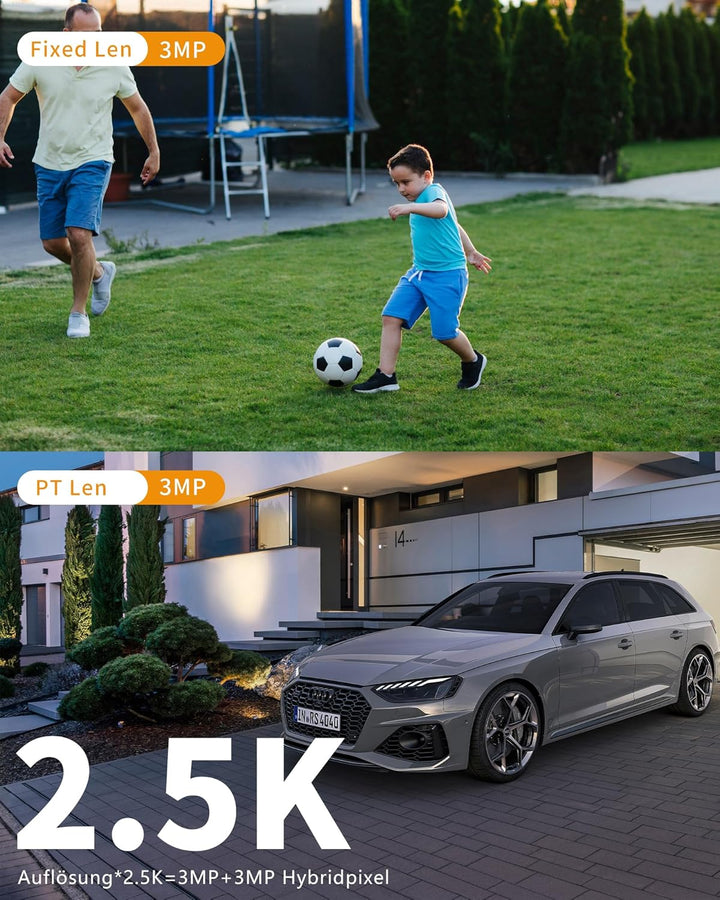 Überwachungskamera Aussen,Mit Dual-Objektiv 6MP,2.4/5Ghz WLAN,Kamera Überwachung Aussen,360° PTZ,Eth