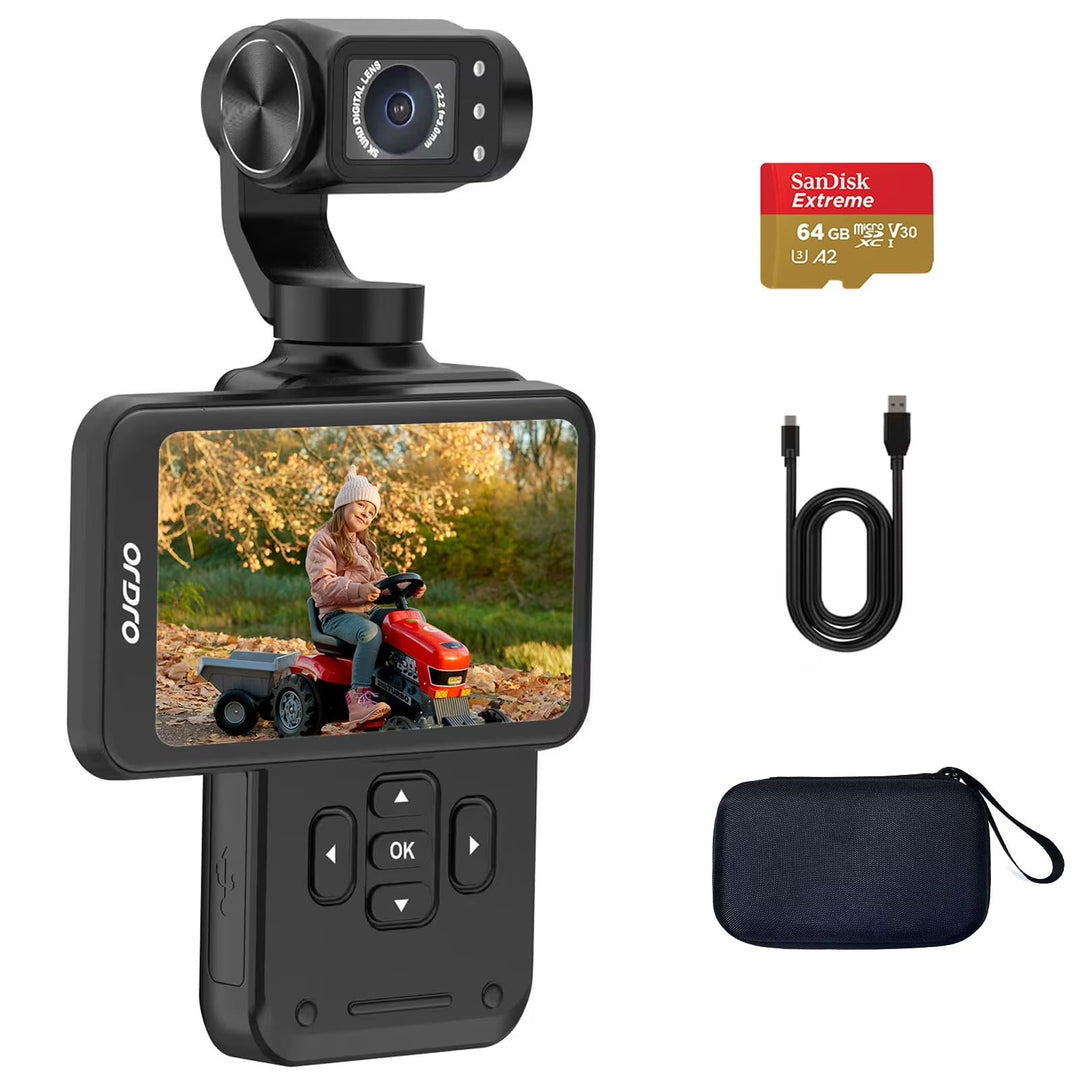 ORDRO M5 3-Achsen-Stabilisierung Videokamera 5K, Vlogging-Kamera mit 3.5" Flip Bildschirm 120° Sicht