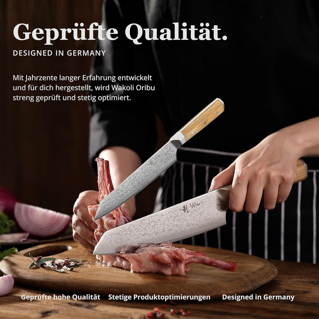 Wakoli Oribu Chefmesser Kiritsuke 20 cm extrem scharfe Klinge aus 67 Lagen I Damast Küchenmesser und