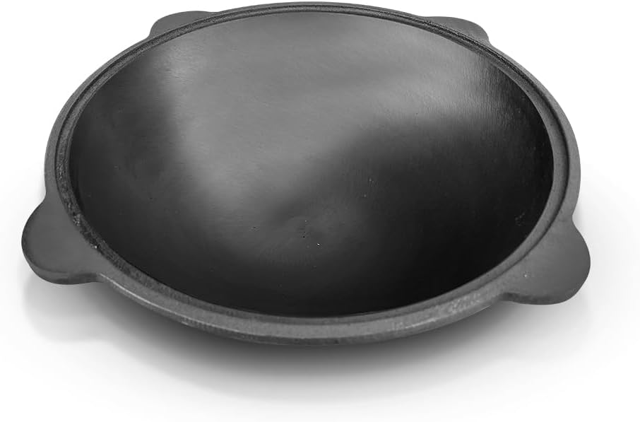 Gusseisen Kazan Uzbekisch 6L Aluminiumdeckel Schaumlöffel für Plov, 40 cm Usbekistan Kochtopf WOK Pl
