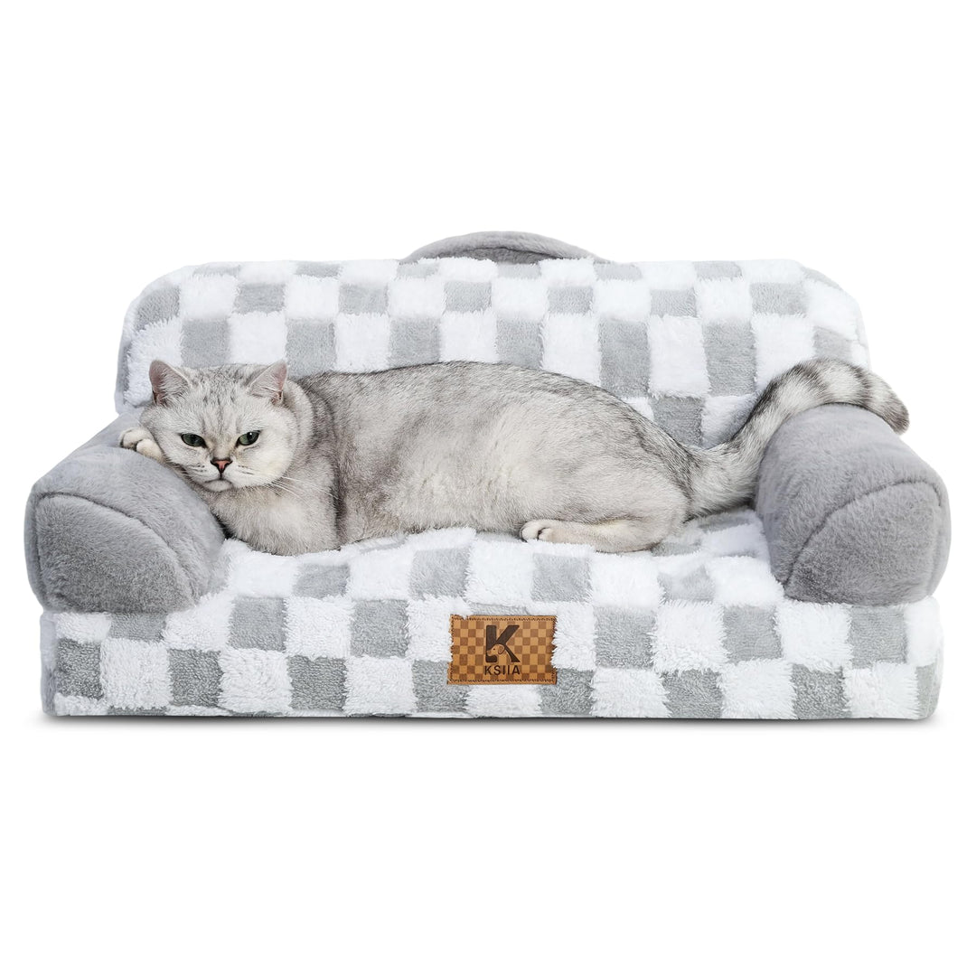 KSIIA Orthopädisches Katzenbett Flauschig 66x37cm, Abnehmbar Katzensofa Hundebett Waschbar, Hundesof