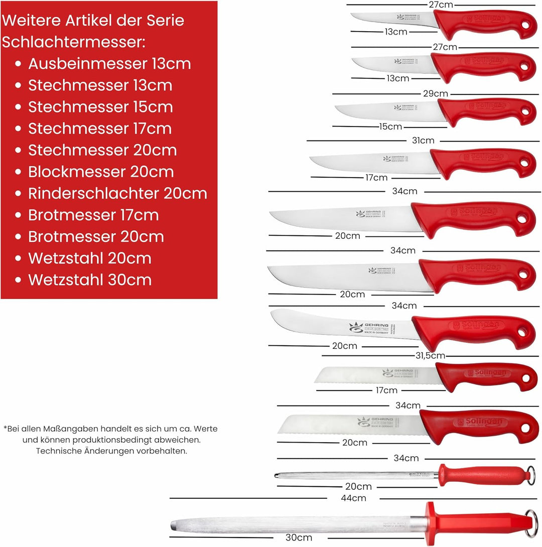 GEHRING Solingen Ausbeinmesser 5“/13 cm I Professionelles Metzgermesser aus rostfreiem Edelstahl I e