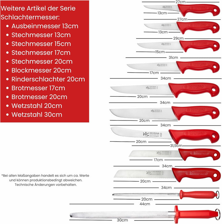 GEHRING Solingen Ausbeinmesser 5“/13 cm I Professionelles Metzgermesser aus rostfreiem Edelstahl I e