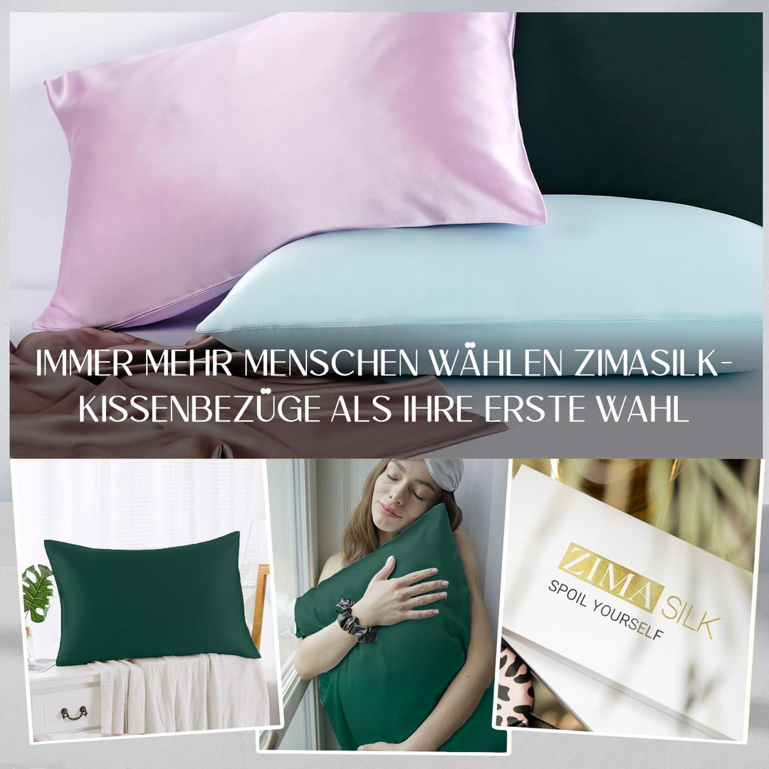 ZIMASILK Kissenbezug aus 100% Seide für Haare und Haut. Doppelseitige 19 Momme Reine Maulbeerseide K