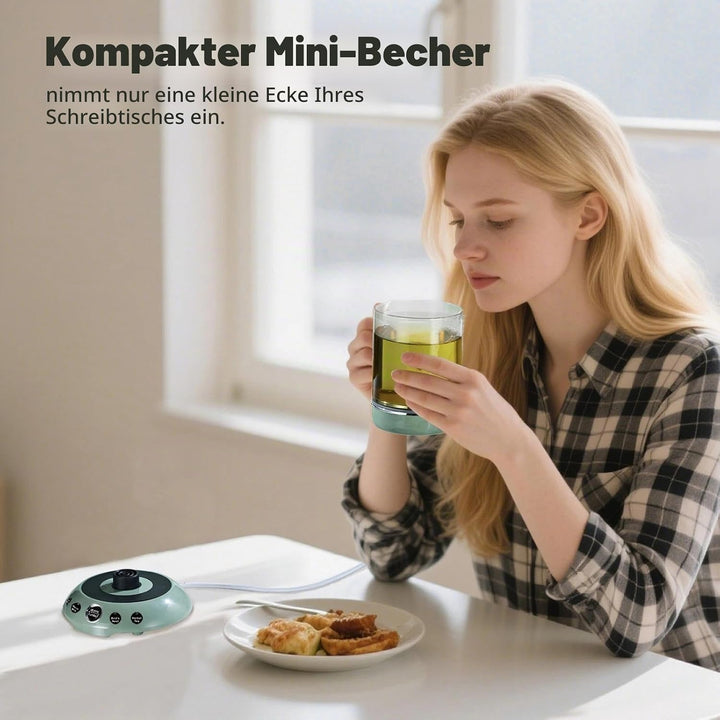 Mini Wasserkocher 400ml Glas - 4-in-1 Multifunktions Tassenwärmer mit abnehmbarer Basis (Heisswasser